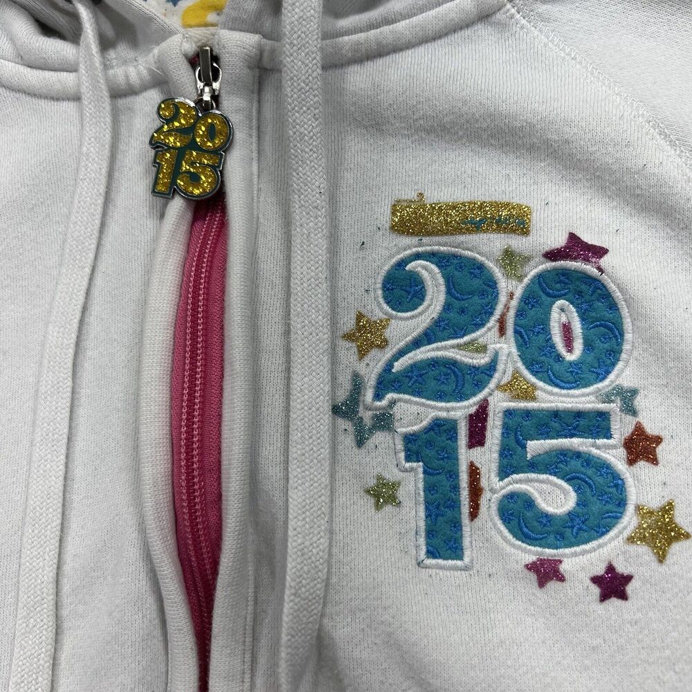 Disney Parks Women's 1X 2015 Full Zip Fleece Hoodie Walt Disney World White - Picture 4 of 12